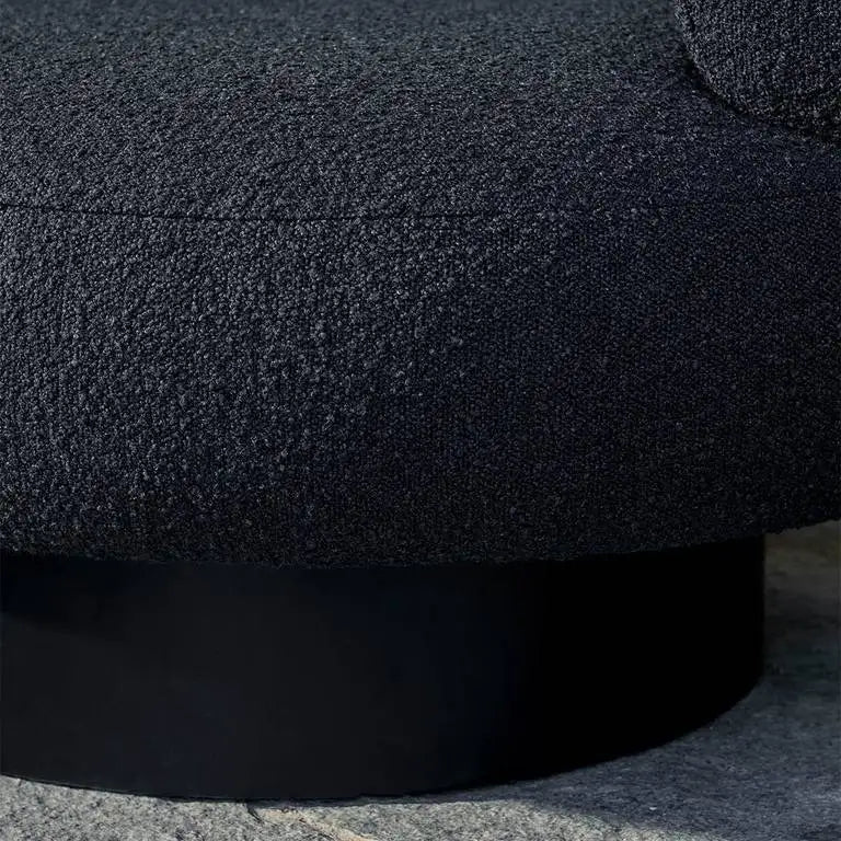 Modern Black Boucle Swivel Accent Chair: Stylish Velvet Oak Living Room Sofa