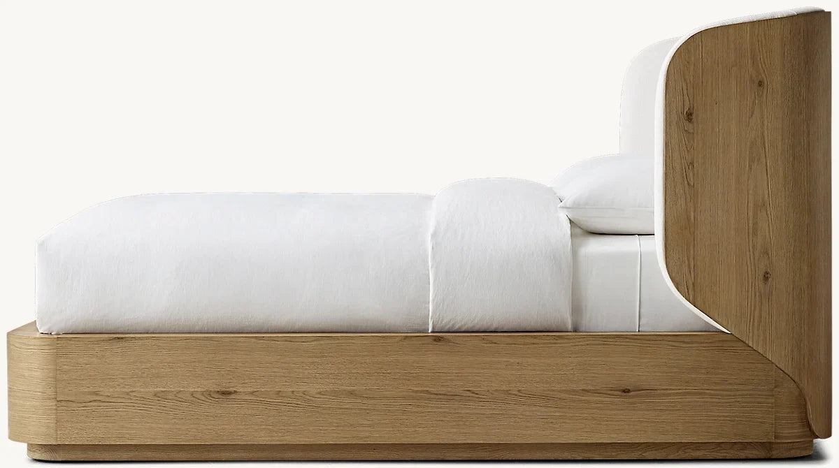 Modern Fabric Oak Shelter Bed for Teenagers, Customizable Bedroom Furniture
