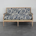 Chic French Solid Oak 2-Seat Upholstered Linen Sofa for Events & Home