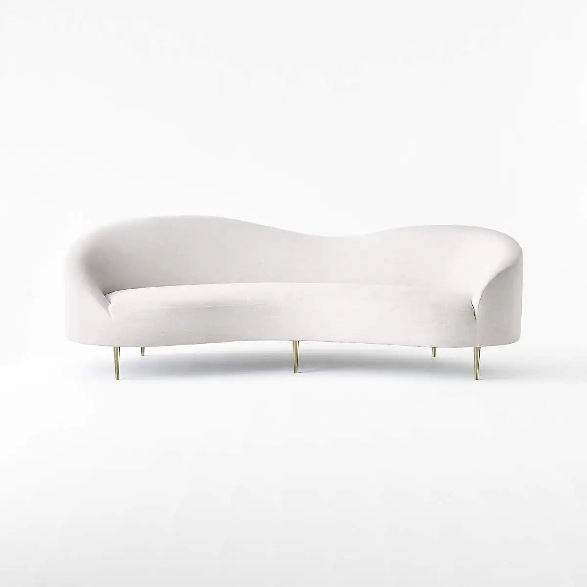 Luxurious Italian Velvet Linen Upholstered Sofa with Stainless Steel Legs