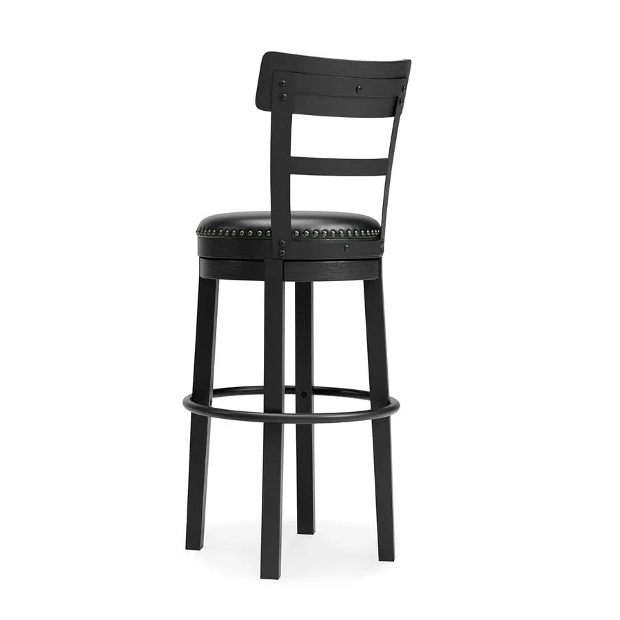 Modern Faux Leather Swivel Bar Stool with Adjustable Counter Height Wooden Back