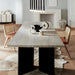 Nordic Wash Top Solid Wood Dining Table, Modern Black Legs, 8-10 Seater