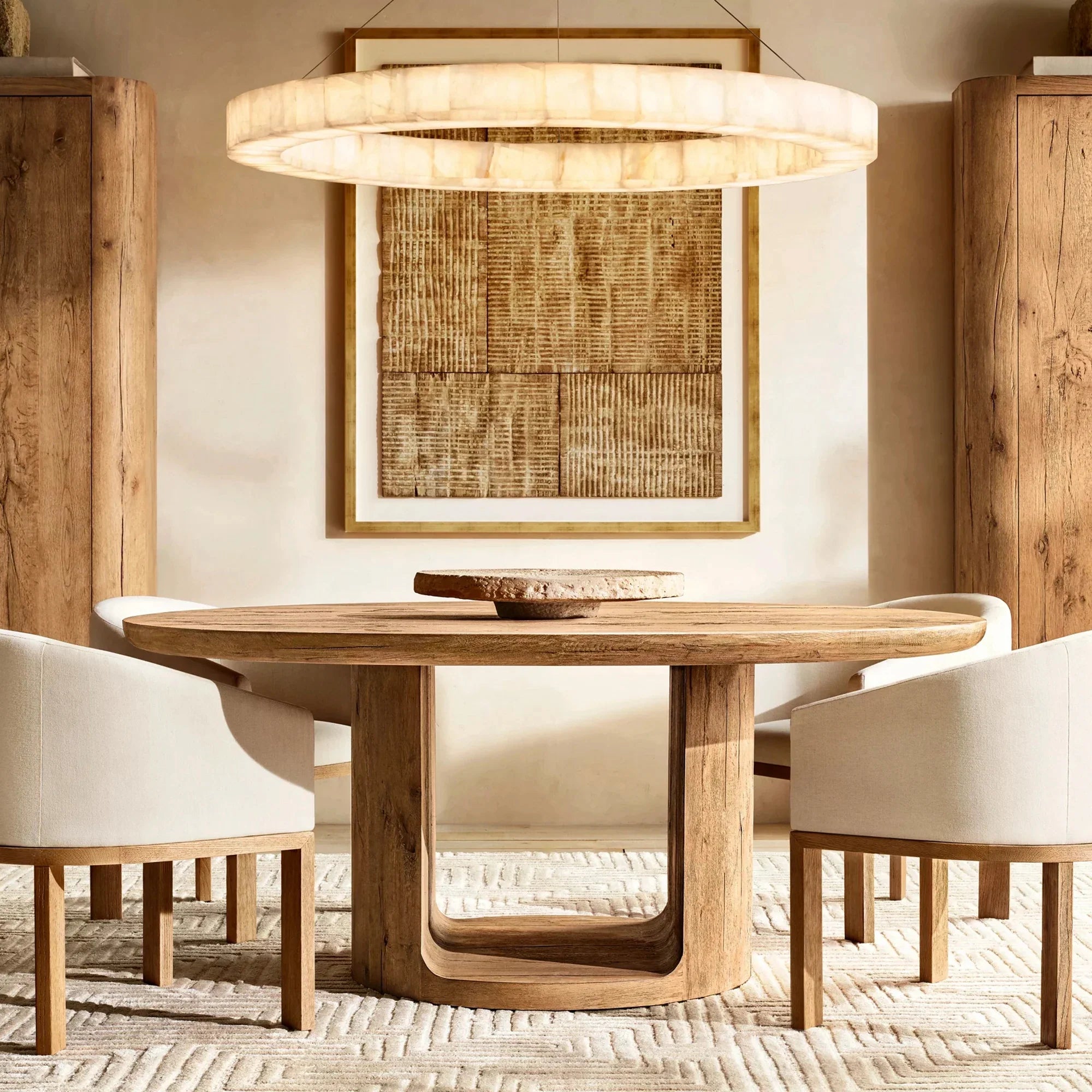 Elegant Linen Barrelback Dining Armchair - French Contemporary Solid Oak Wood