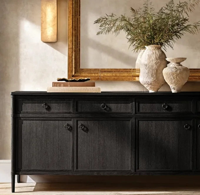 Luxury Solid Oak Wood Sideboard Dresser - Modern Living Room Bedroom Storage