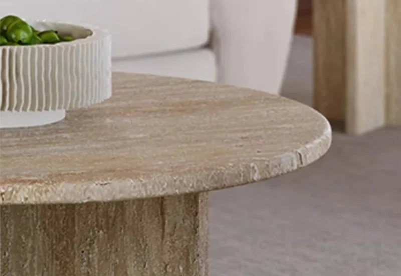 Tostone French Retro Cream Natural Travertine Coffee Table for Modern Living Rooms