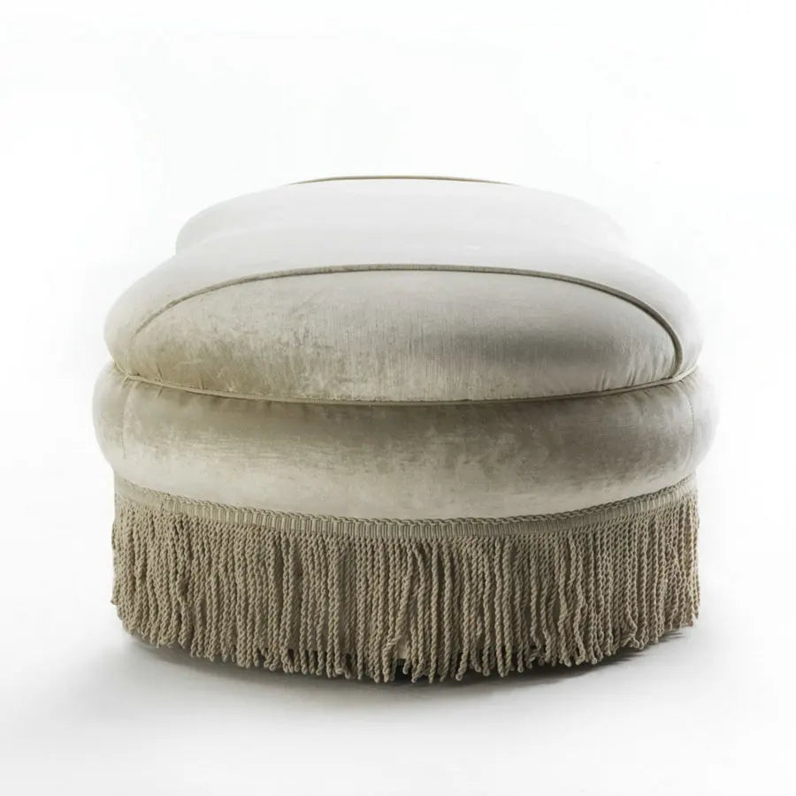 Luxury Velvet Fringed Ottoman Bench, Modern Wood Frame Entryway Seating