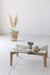 Chic Japandi Wabi-Sabi Square Glass Coffee Table with Recycled Elm Base