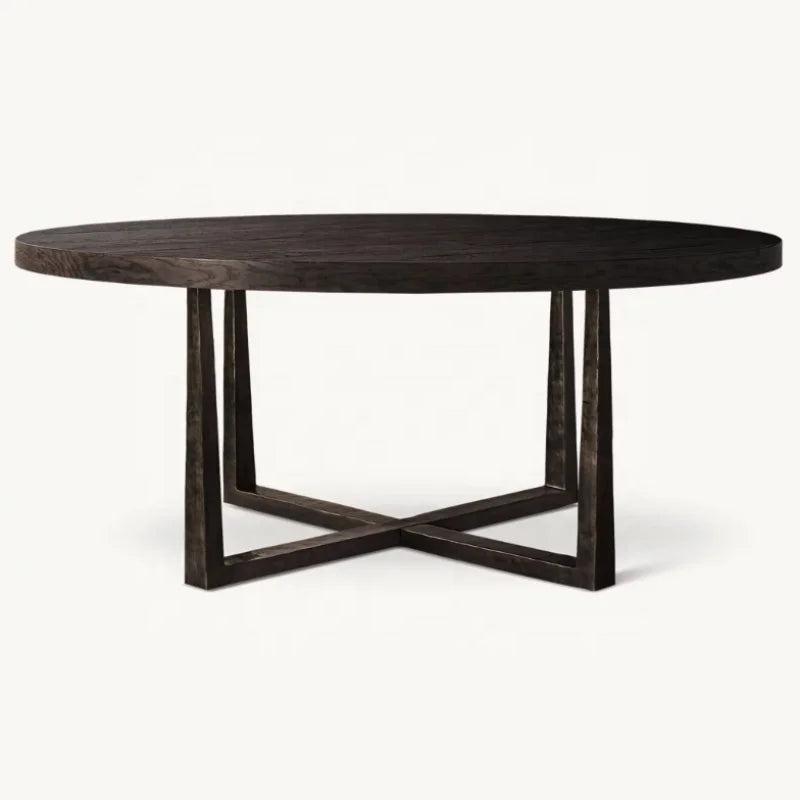 Elegant Round Forged Metal Dining Table, Marble Top, Custom Sizes Available