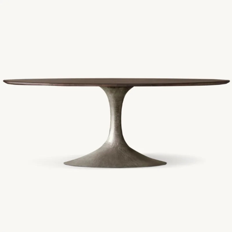 Elegant Oval Dining Table, Solid Wood Veneer, Custom Sizes, Modern Farmhouse Style
