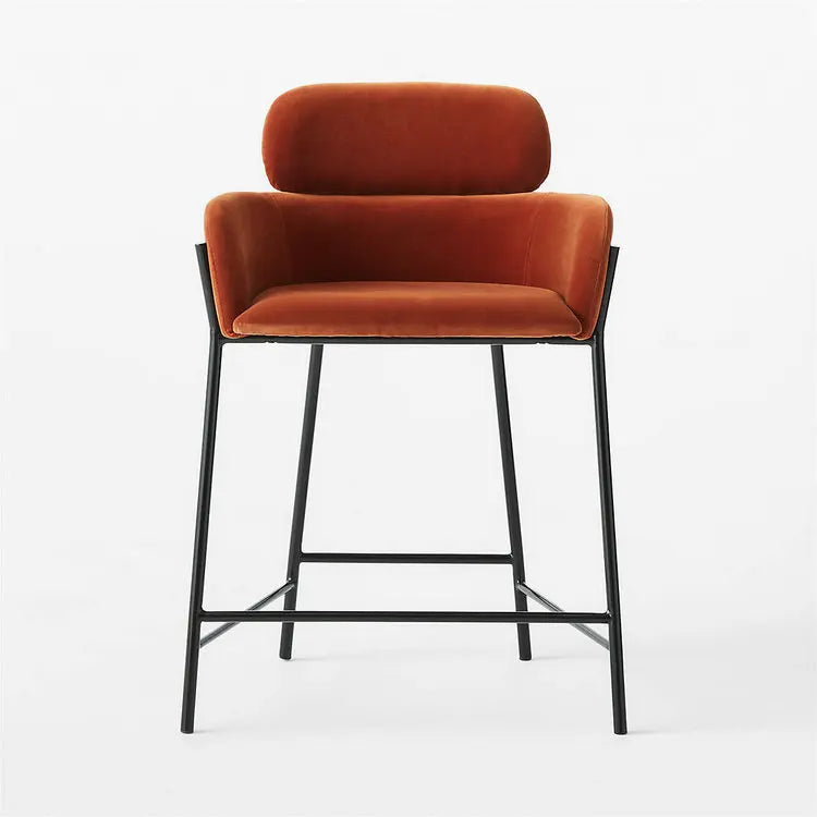 Ergonomic Velvet Bar Stool for Kitchen Cafe Counter High Stool