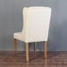 Luxurious French Wingback Linen Tufted Dining Chair, Solid Oak Frame