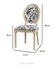 French Style Louis Round Back Linen Upholstered Solid Oak Dining Chair