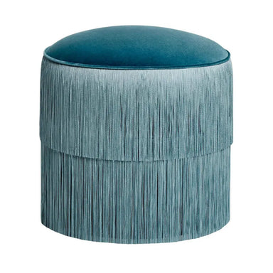 Elegant Tassel Fringed Wooden Ottoman Stool for Modern Living Room Decor