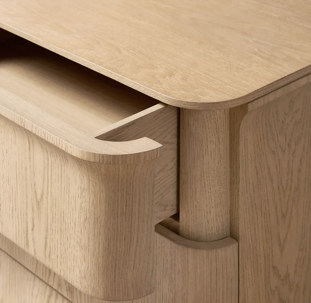 Baron Modern Solid Oak Wood Nightstand, American Style Bedroom Storage Furniture