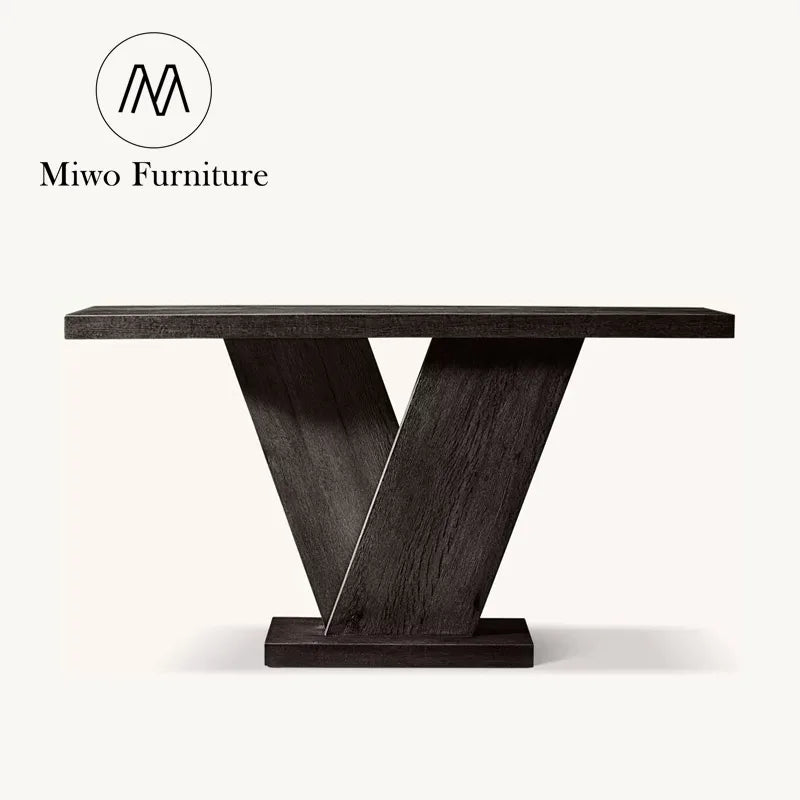 Antique Brown Solid Wood Luxury Villa Entrance Console Table