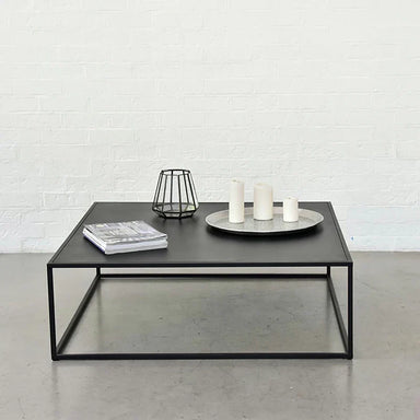 Sleek Modern Black Metal Square Coffee Table for Stylish Living Rooms