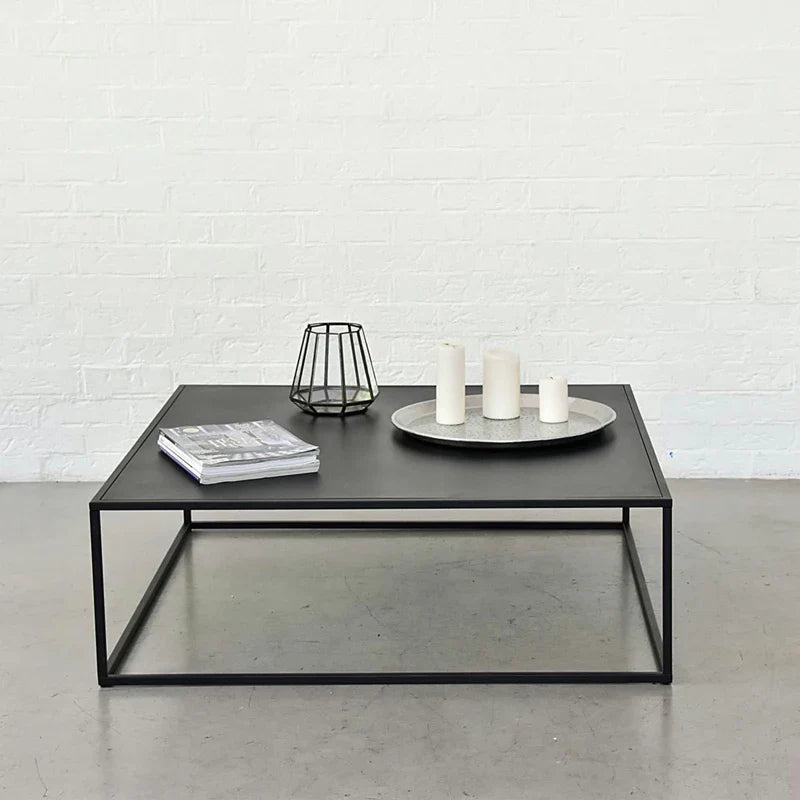 Sleek Modern Black Metal Square Coffee Table for Stylish Living Rooms