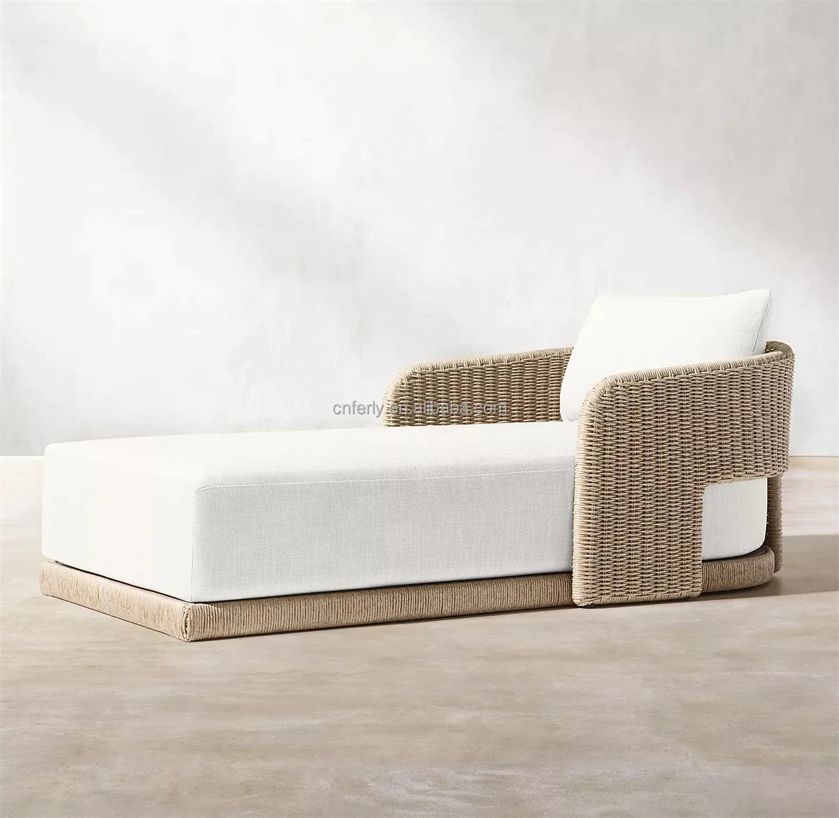 Modern Commercial Grade Rattan Sun Lounger for High-End Hospitality Projects