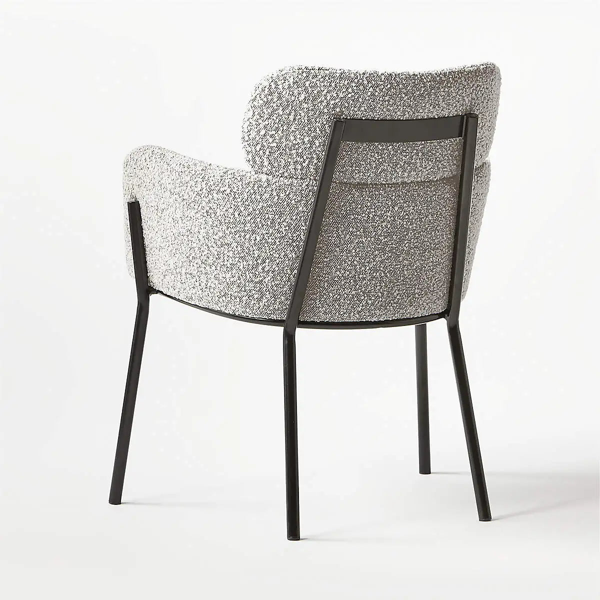 Chic Gray Boucle Dining Armchair: Modern Luxury Seating with Durable Metal Legs