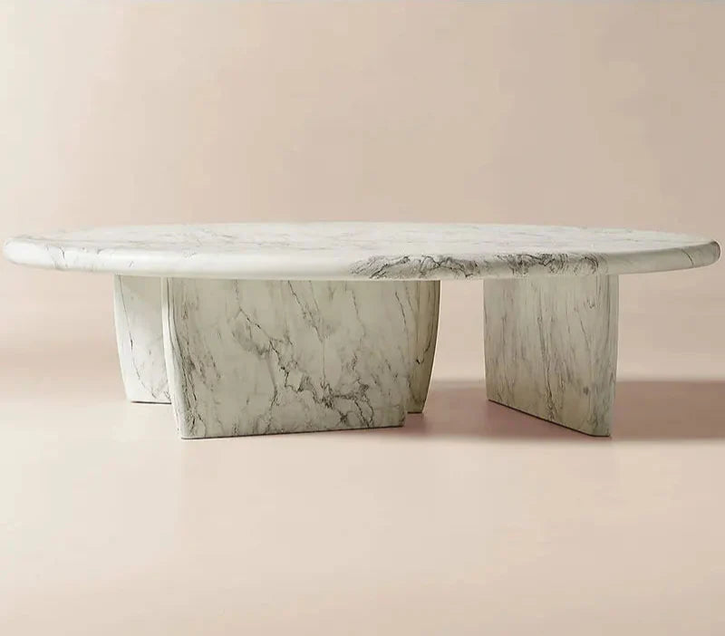 Luxury White Carrara Marble Coffee Table: Elegant Rectangle Design, Durable Stone Finish