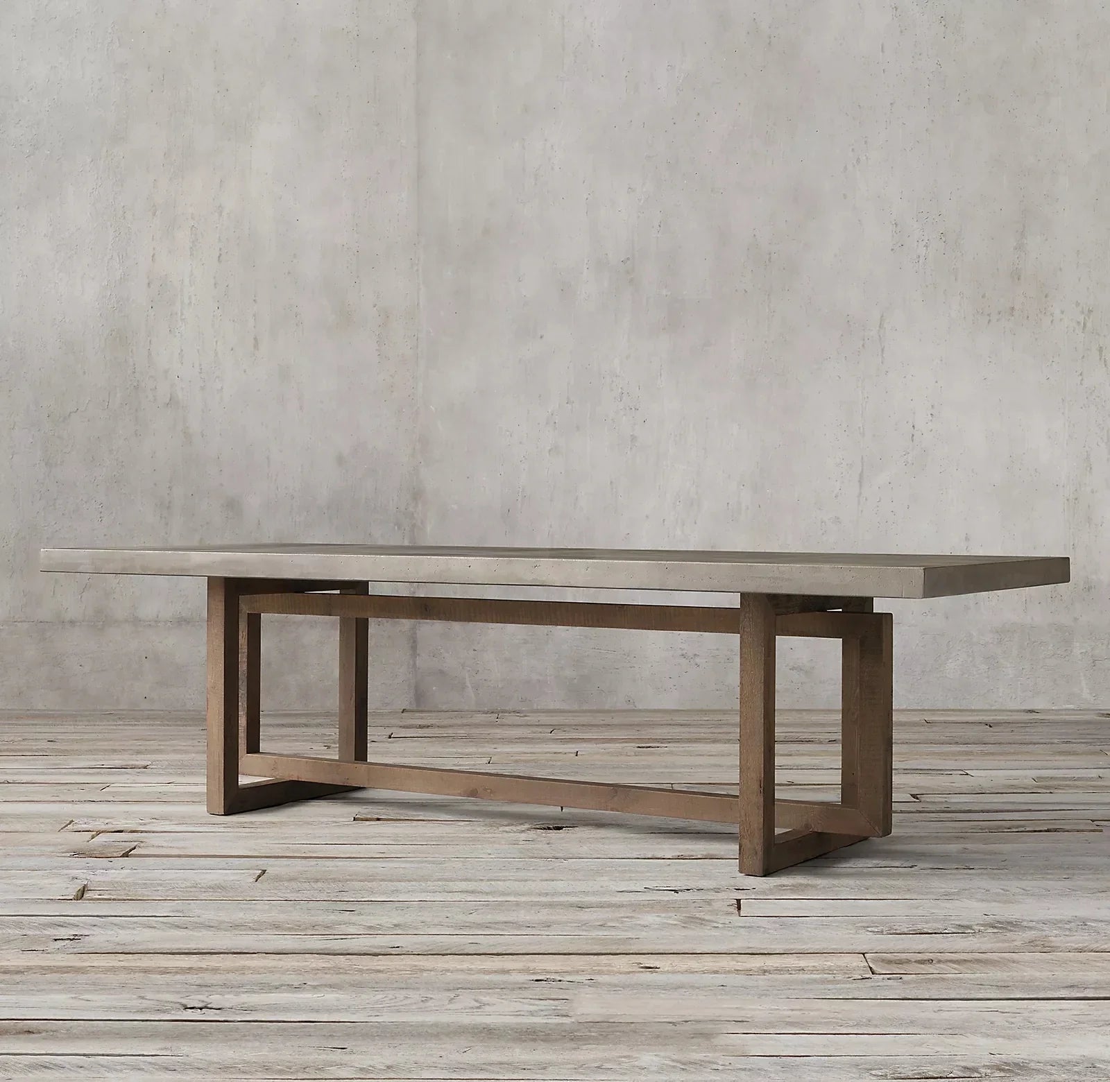 Modern Solid Wood Dining Table with Durable Cement Top for Home