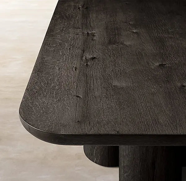 Luxury Modern Oak Wood Coffee Table with Cylindrical Supports Design