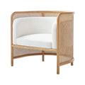 Nordic Rattan Cane Back White Accent Chair - Solid Oak Living Room Furniture