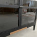 Elegant Black Oak Glass Display Cabinet for Living Room Storage & Decor