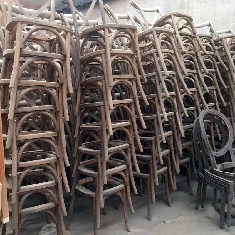 Elegant Stackable Solid Oak Wood Cross Back Chair for Weddings & Events