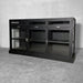 Elegant Black Oak Wood Sideboard: Glass Doors, Versatile Living Room Storage