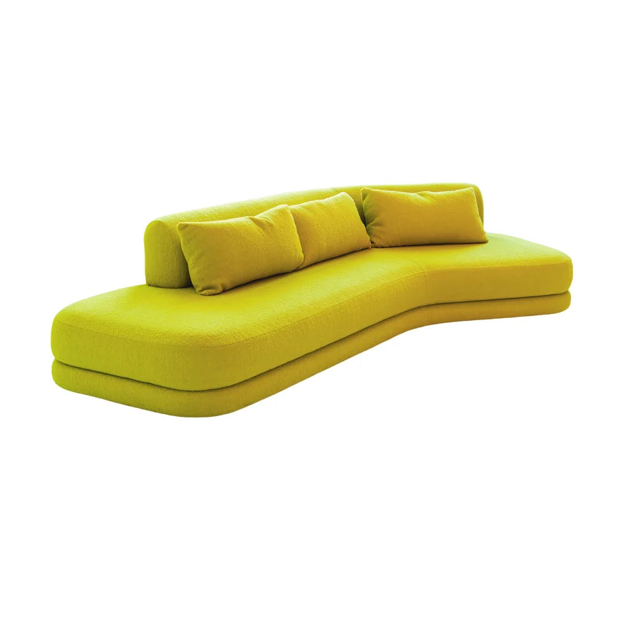 Luxury Curved Boucle Sectional Sofa with Elegant Wooden Base for Modern Living Spaces