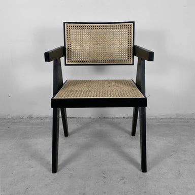 Elegant Black Oak Rattan Dining Chair for Modern Home Restaurant Hotel Wedding