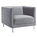 Elegant Gray Velvet Upholstered Modern Accent Arm Chair for Living Room Dining