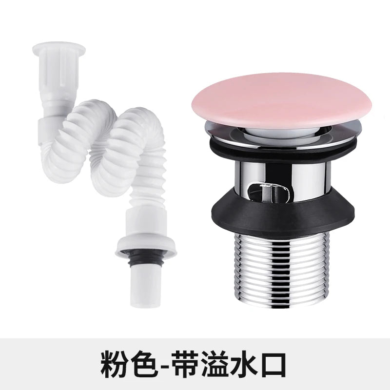 Vibrant Ceramic Pop-Up Sink Drainer, Modern Bathroom Waste Fixture