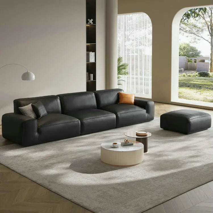 Luxurious Italian Genuine Leather Modular Sectional Sofa Set for Modern Living
