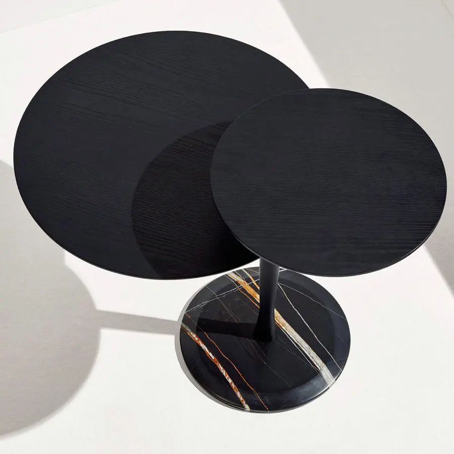 Modern Walnut Side Table with Emperador Marble Top for Living Room