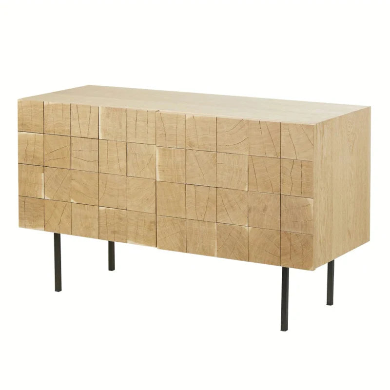 Modern Modular Oak Wood Media Cabinet Sideboard for Living Room Storage