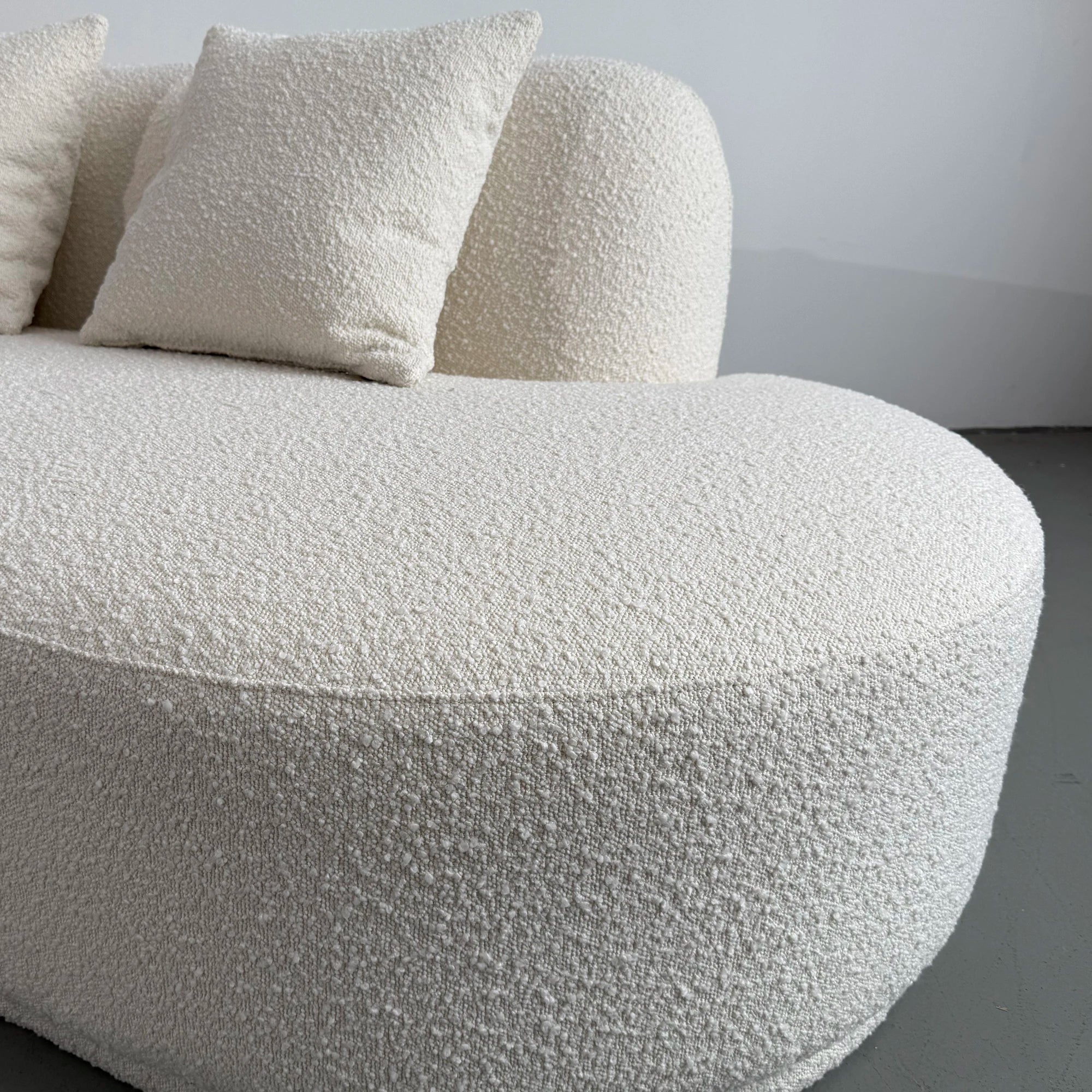 Luxurious White Boucle Upholstered L-Shape Sectional Sofa Chaise for Modern Living
