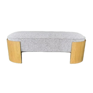Elegant Oval Chenille Upholstered Long Bench with Durable Solid Oak Frame