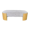 Elegant Oval Chenille Upholstered Long Bench with Durable Solid Oak Frame
