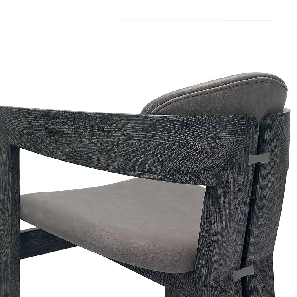 Stylish Nordic Black Oak Wood Accent Dining Chair with Comfortable Arms