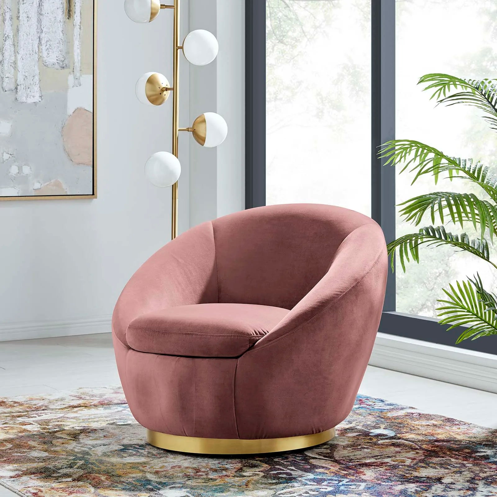 Buttercup Velvet Swivel Accent Chair, Modern Design for Living Room Comfort