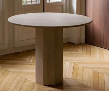Elegant White Natural Travertine Round Dining Table - 4 Person Modern Home