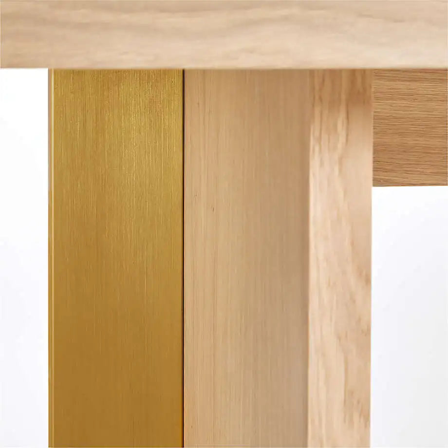 Modern Natural Oak 10-Seater Dining Table with Elegant Gold Metal Legs