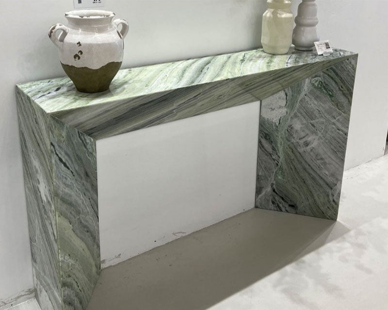 Elegant Light Green Natural Marble Console Table for Entryway Living Room Decor