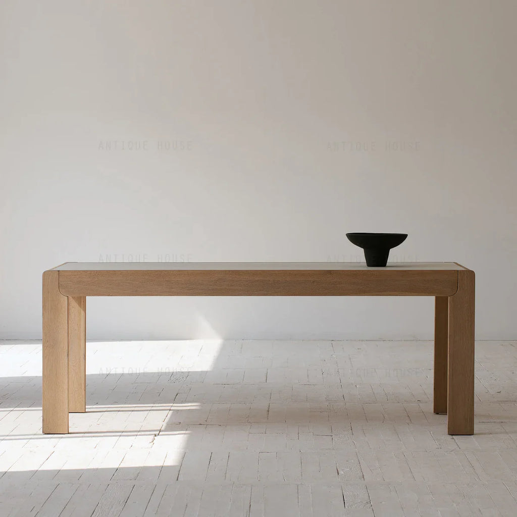 Elegant Scandinavian 8-Seater Dining Table, White Concrete Look Oak Frame