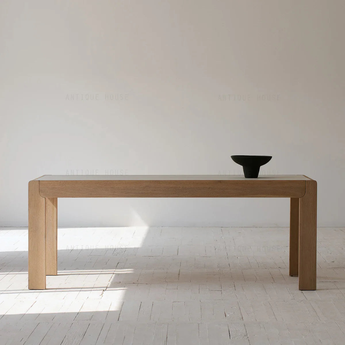 Elegant Scandinavian 8-Seater Dining Table, White Concrete Look Oak Frame