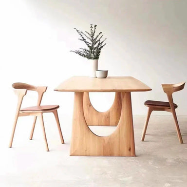 Elegant Solid Oak Wood Rectangular Dining Table for Home & Events