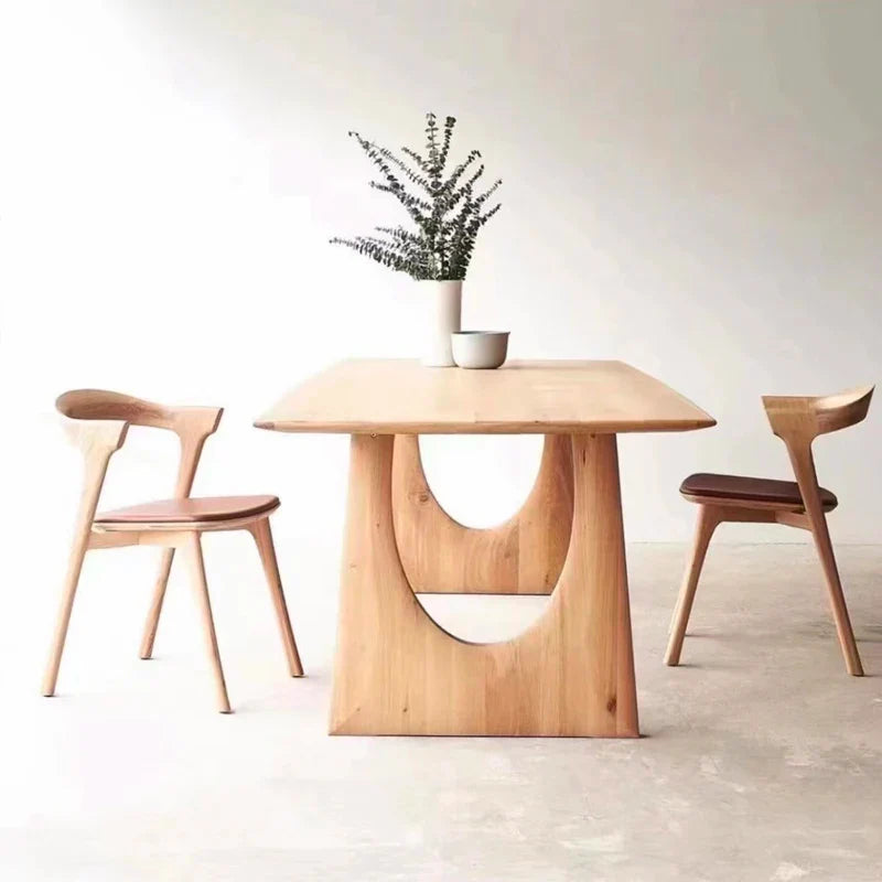 Elegant Solid Oak Wood Rectangular Dining Table for Home & Events