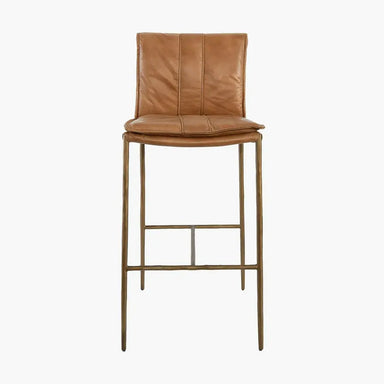 Modern Aesthetic Handmade PU Leather High Back Rustic Iron Frame Bar Stool